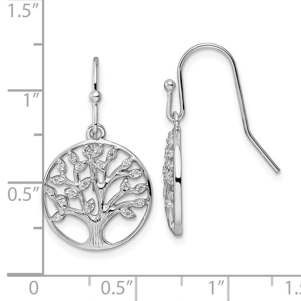 FJC Finejewelers 925 Sterling Silver Rhodium Plated Dangle Polished CZ Tree of Life Earrings 25 x 15 mm