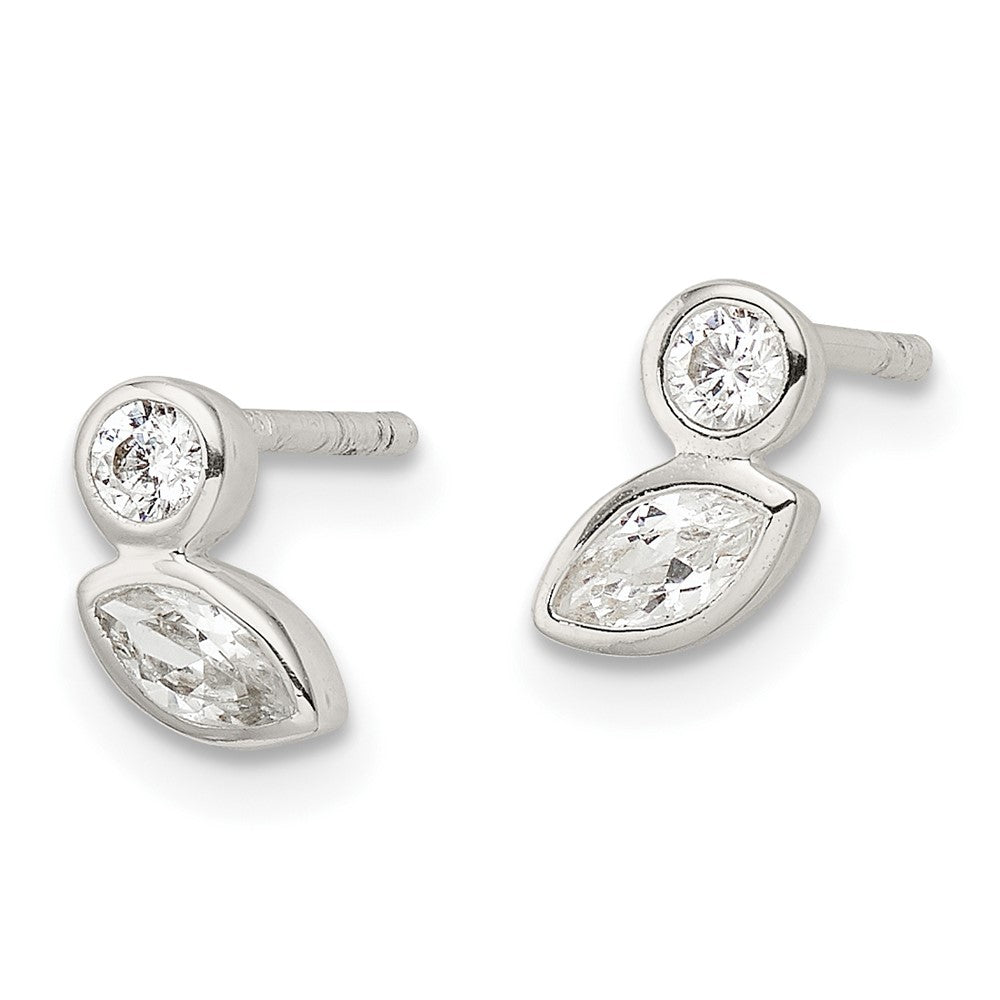 FJC Finejewelers 925 Sterling Silver Button Polished CZ Post Earrings 8 mm x 4 mm