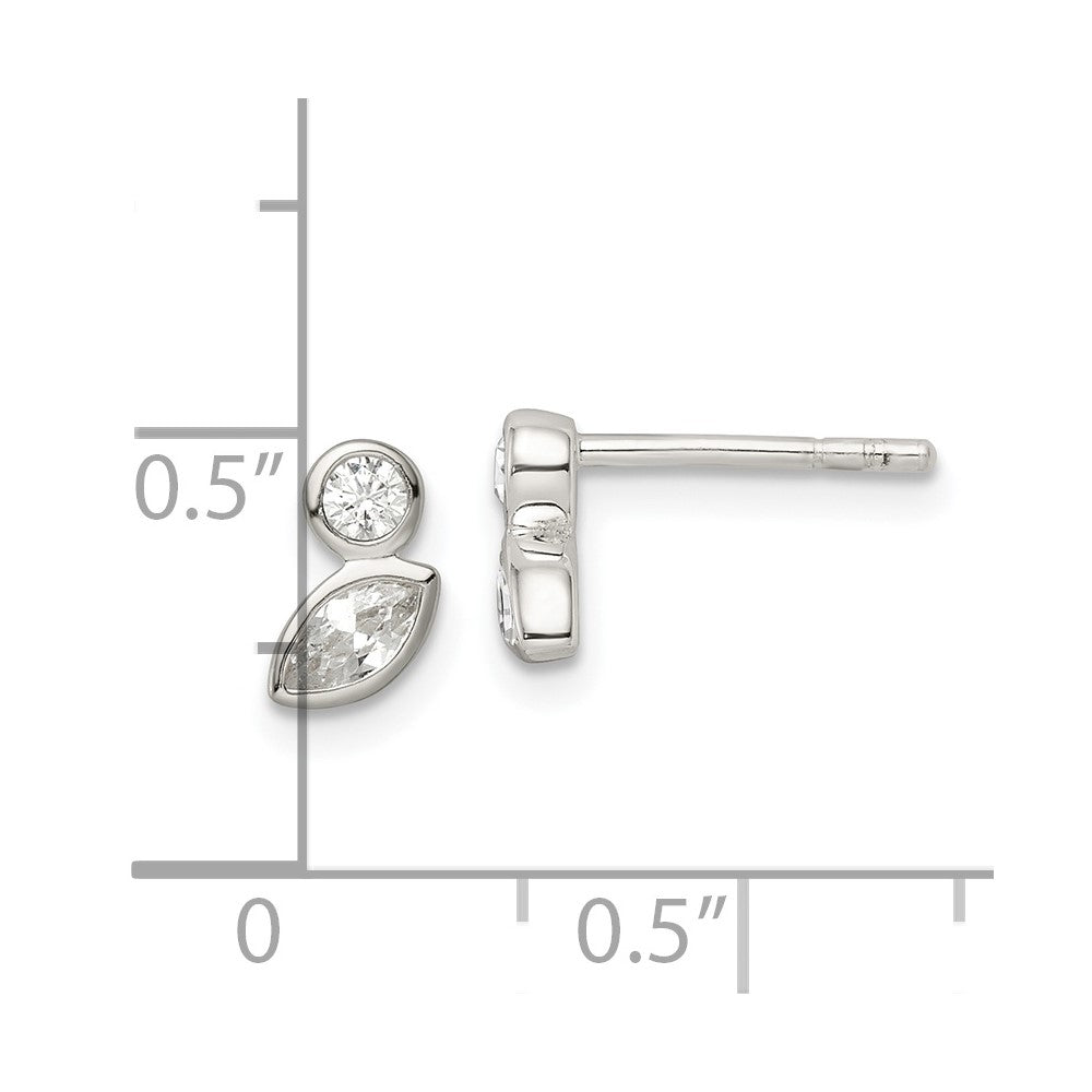FJC Finejewelers 925 Sterling Silver Button Polished CZ Post Earrings 8 mm x 4 mm