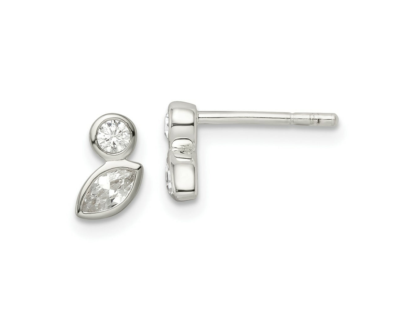 FJC Finejewelers 925 Sterling Silver Button Polished CZ Post Earrings 8 mm x 4 mm