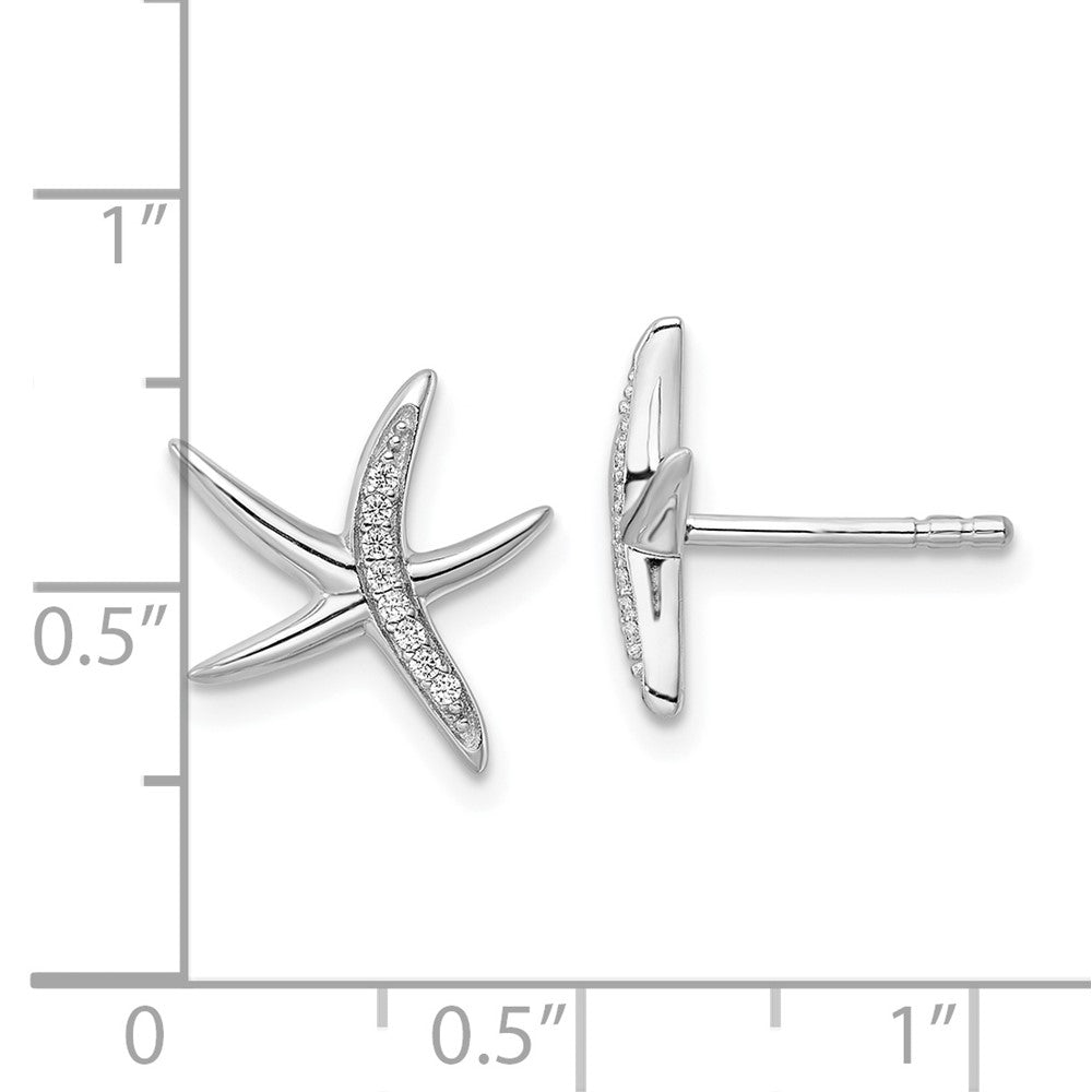 FJC Finejewelers 925 Sterling Silver Button Rhodium Plated CZ Starfish Post Earrings 12 x 13 mm
