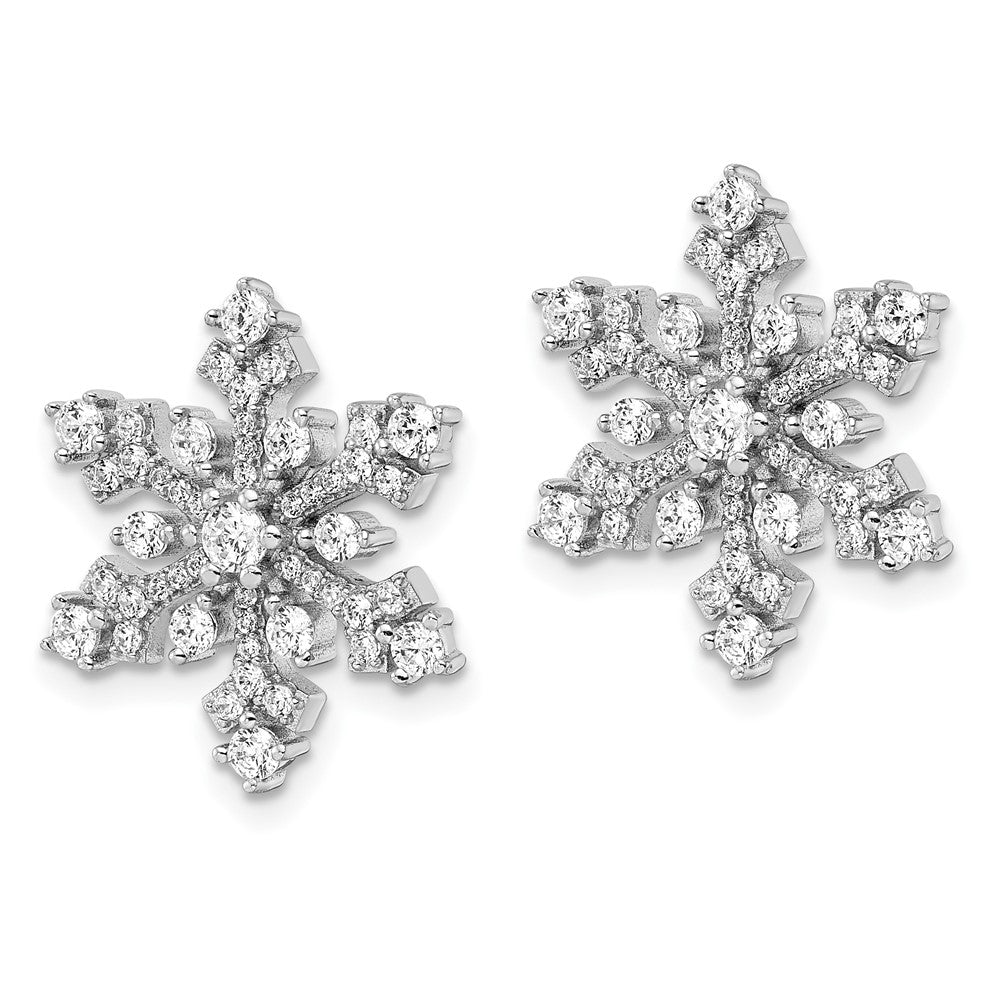 FJC Finejewelers 925 Sterling Silver Button Rhodium Plated CZ Snowflake Post Earrings 18 x 16 mm
