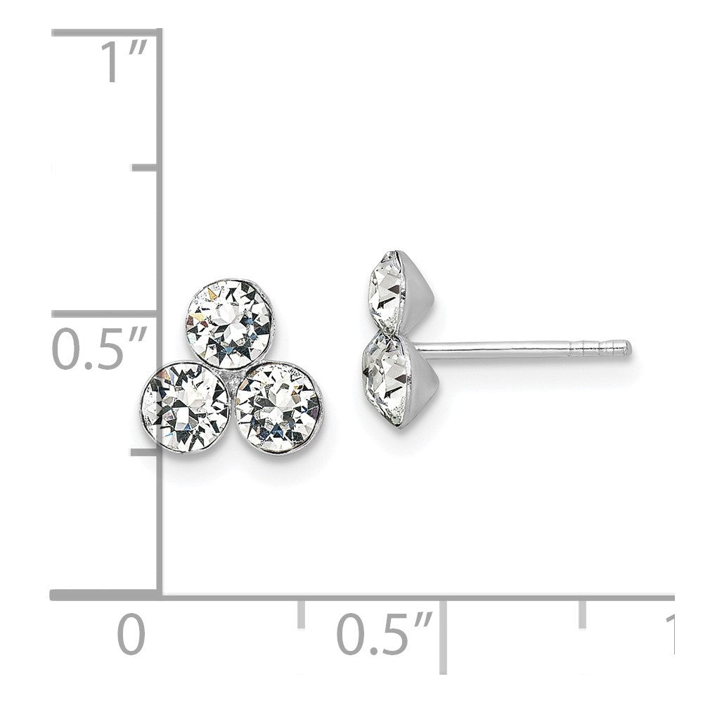 FJC Finejewelers 925 Sterling Silver Button  Crystal 3-stone Post Earrings 8 x 8 mm