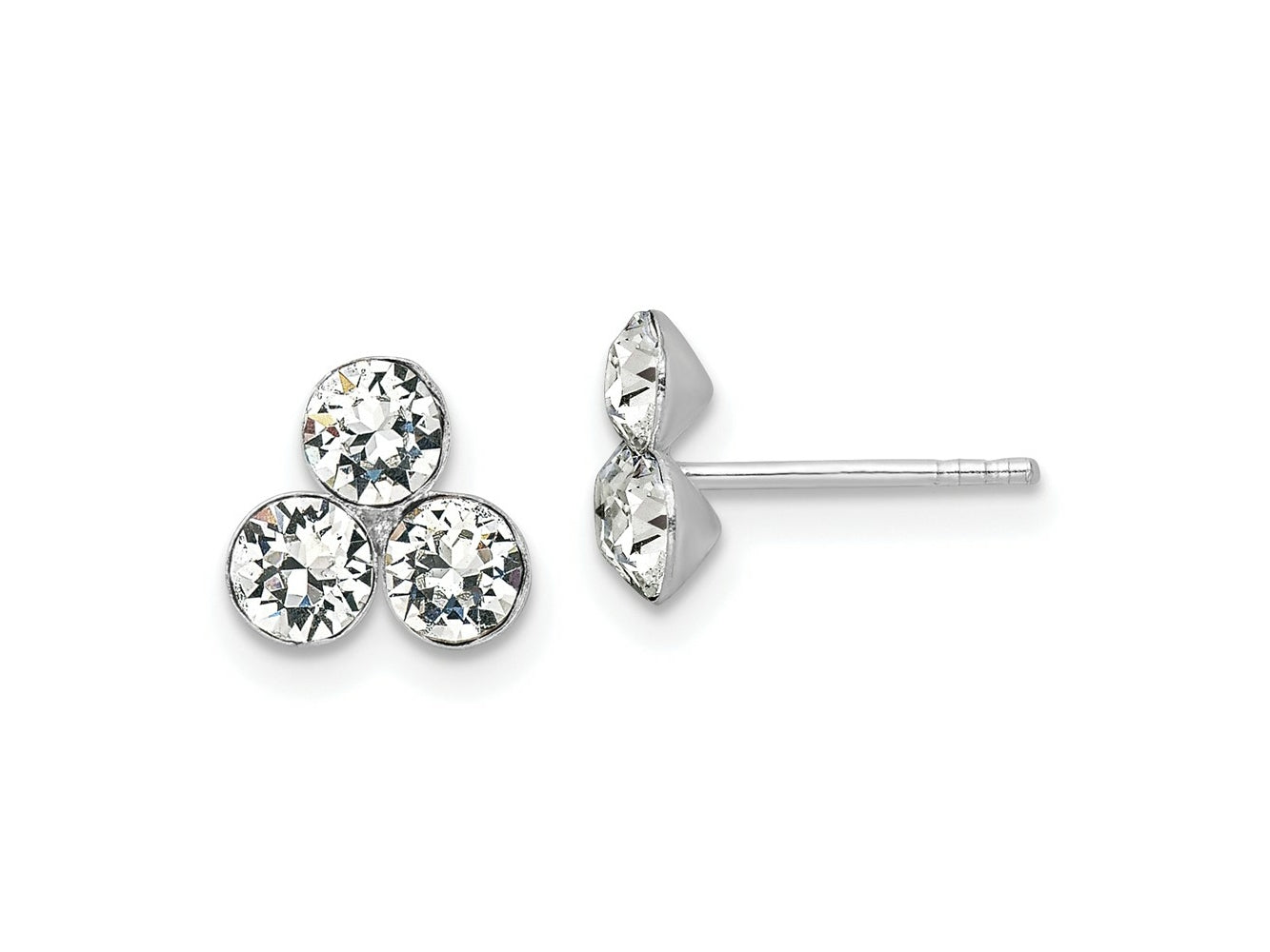 FJC Finejewelers 925 Sterling Silver Button  Crystal 3-stone Post Earrings 8 x 8 mm