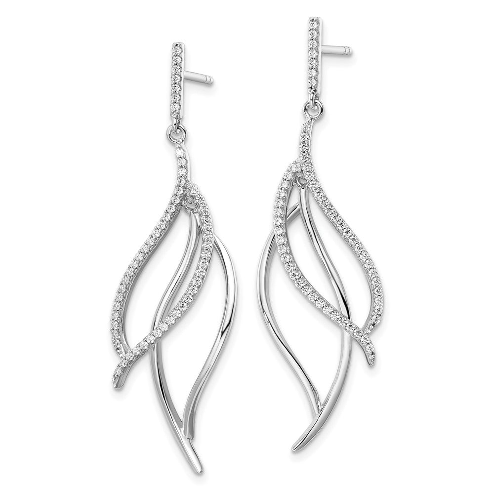 FJC Finejewelers 925 Sterling Silver Rhodium Plated CZ Dangle Leaf Earrings 48 x 12 mm