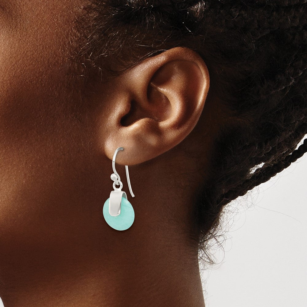 FJC Finejewelers 925 Sterling Silver Dangle Imitation Turquoise Circle Earrings 22 x 10 mm