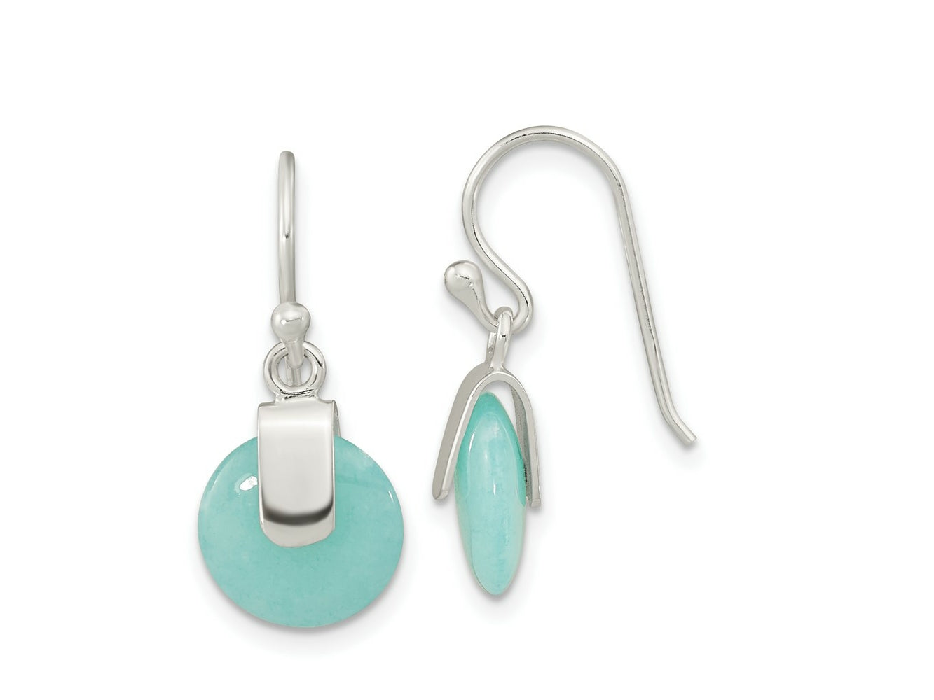 FJC Finejewelers 925 Sterling Silver Dangle Imitation Turquoise Circle Earrings 22 x 10 mm