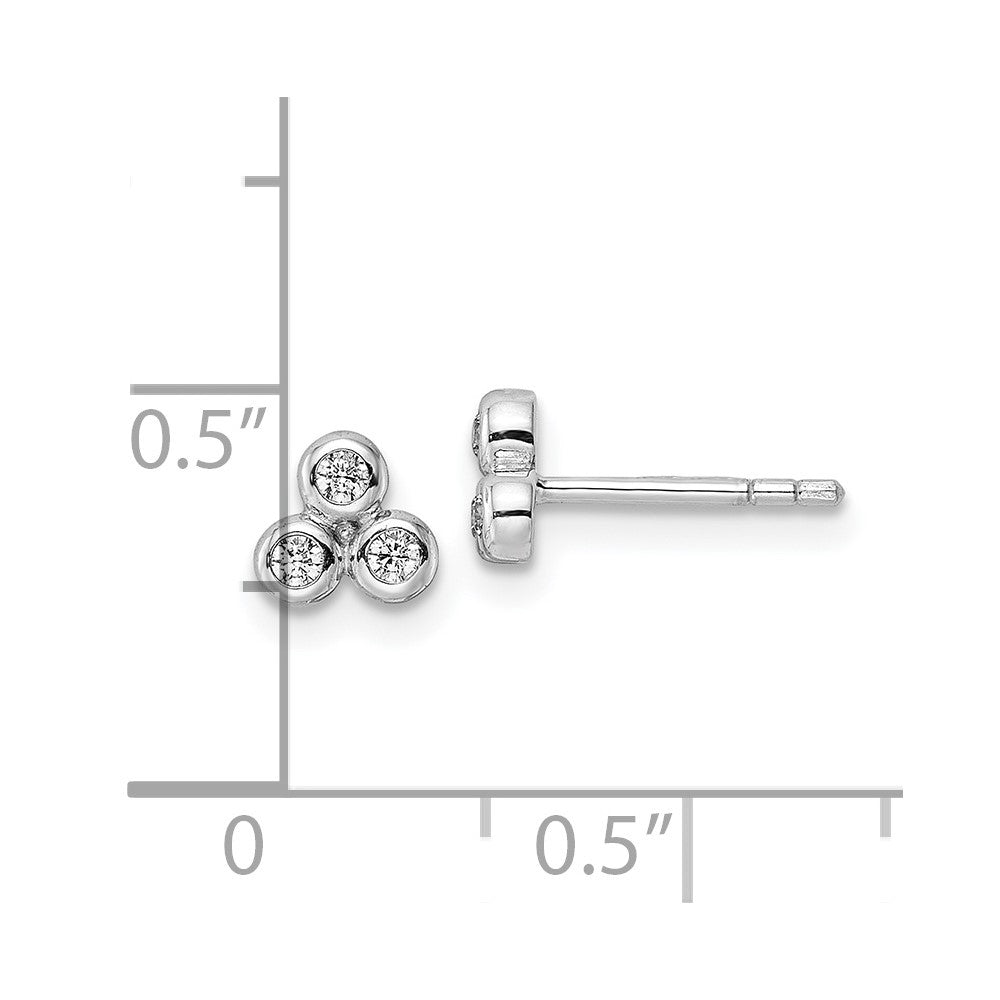 FJC Finejewelers 925 Sterling Silver Button Rhodium Plated Polished CZ Post Earrings 5 x 5 mm