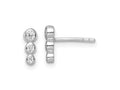 FJC Finejewelers 925 Sterling Silver Button Rhodium Plated Polished CZ Post Earrings 8 x 3 mm