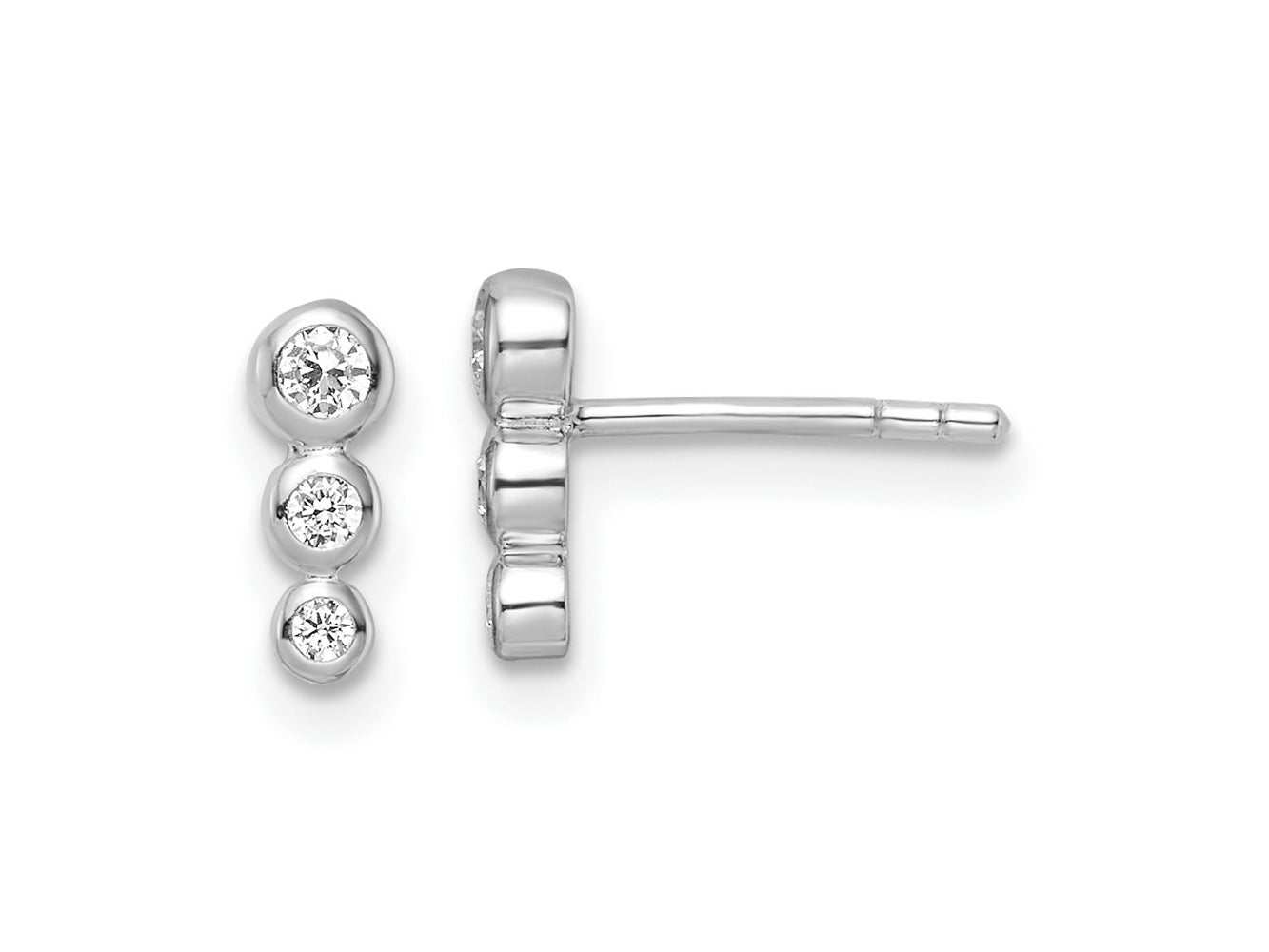 FJC Finejewelers 925 Sterling Silver Button Rhodium Plated Polished CZ Post Earrings 8 x 3 mm