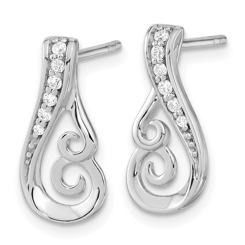 FJC Finejewelers 925 Sterling Silver Dangle Rhodium Plated Polished CZ Post Earrings 11 x 7 mm