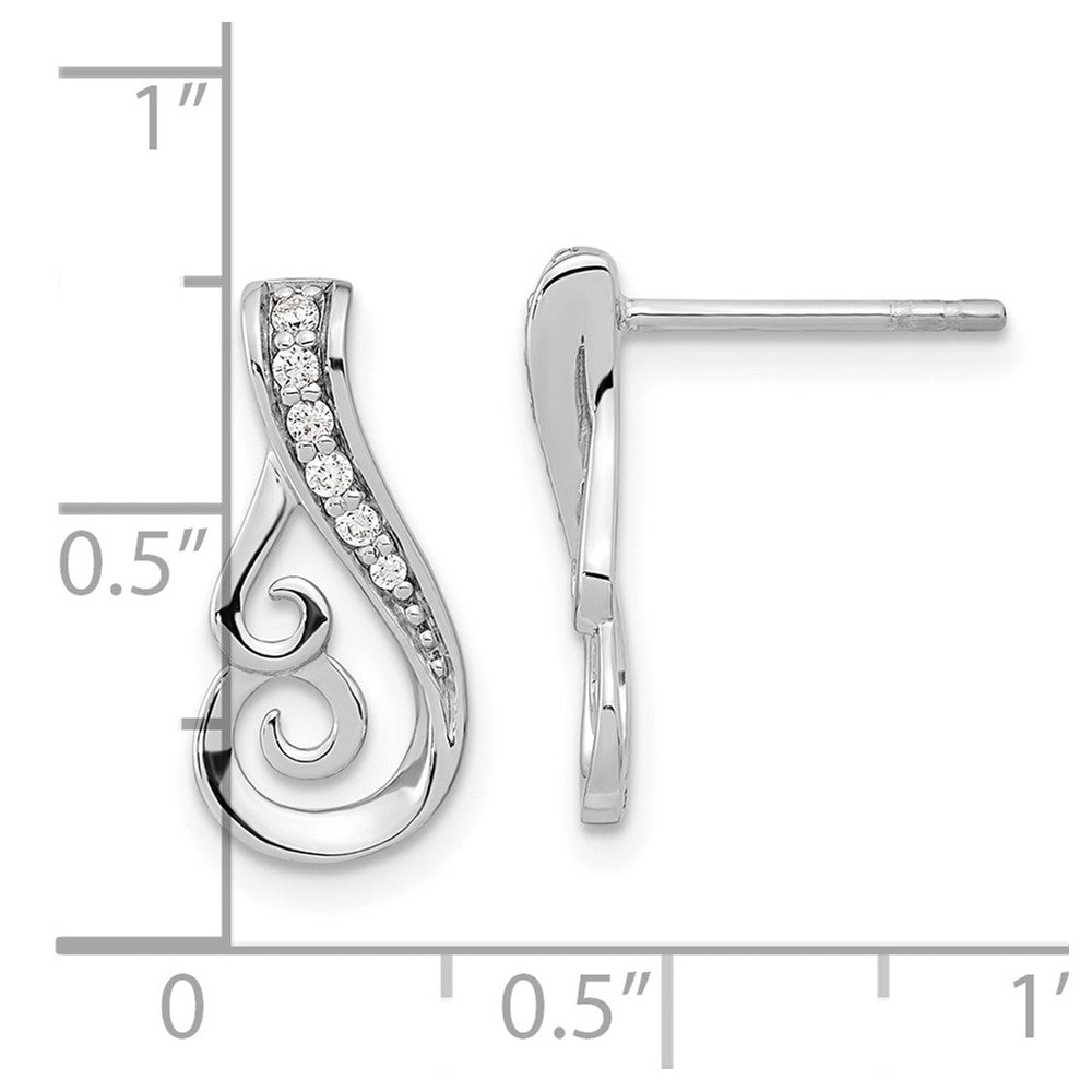 FJC Finejewelers 925 Sterling Silver Dangle Rhodium Plated Polished CZ Post Earrings 11 x 7 mm