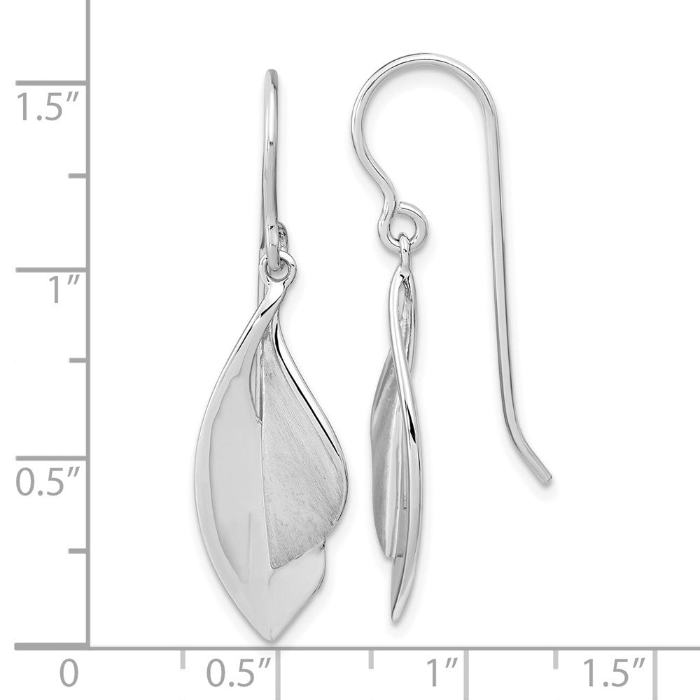 FJC Finejewelers 925 Sterling Silver Brushed and Polished Dangle Shephard Hook Earrings 38 x 10 mm