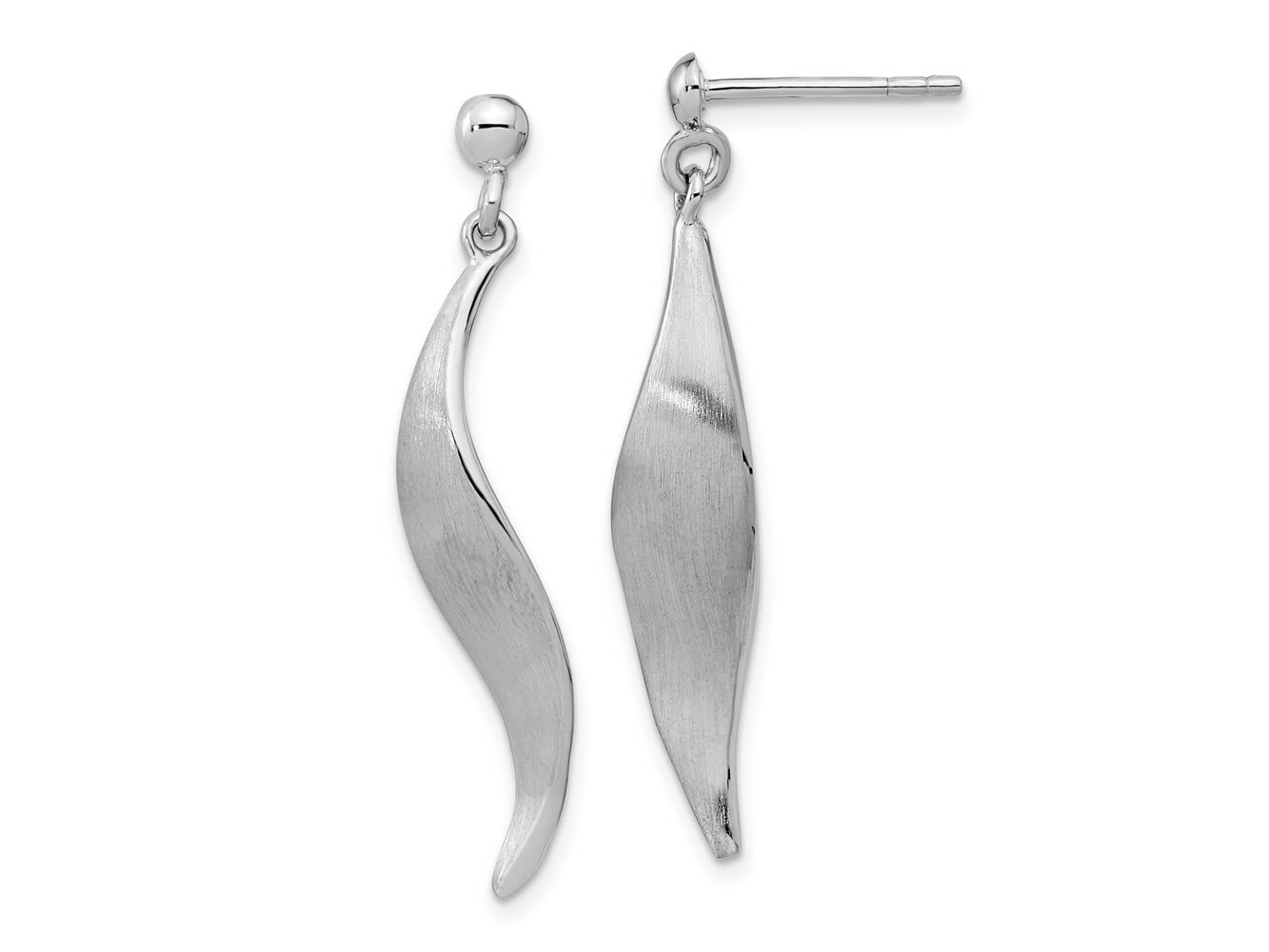FJC Finejewelers 925 Sterling Silver Rhodium Plated Brushed Dangle Post Earrings 34 x 6 mm