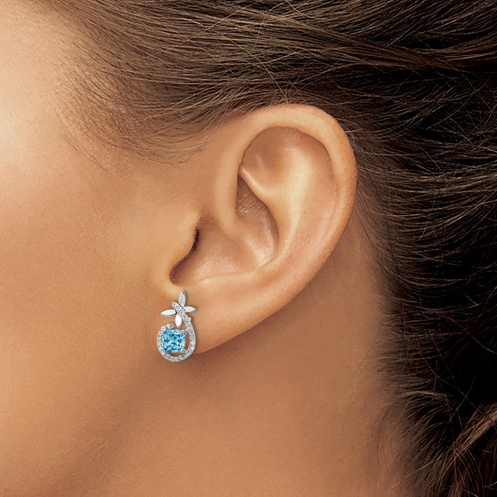 FJC Finejewelers 925 Sterling Silver Dangle Blue and White CZ Butterfly Post Earrings 15 x 8 mm