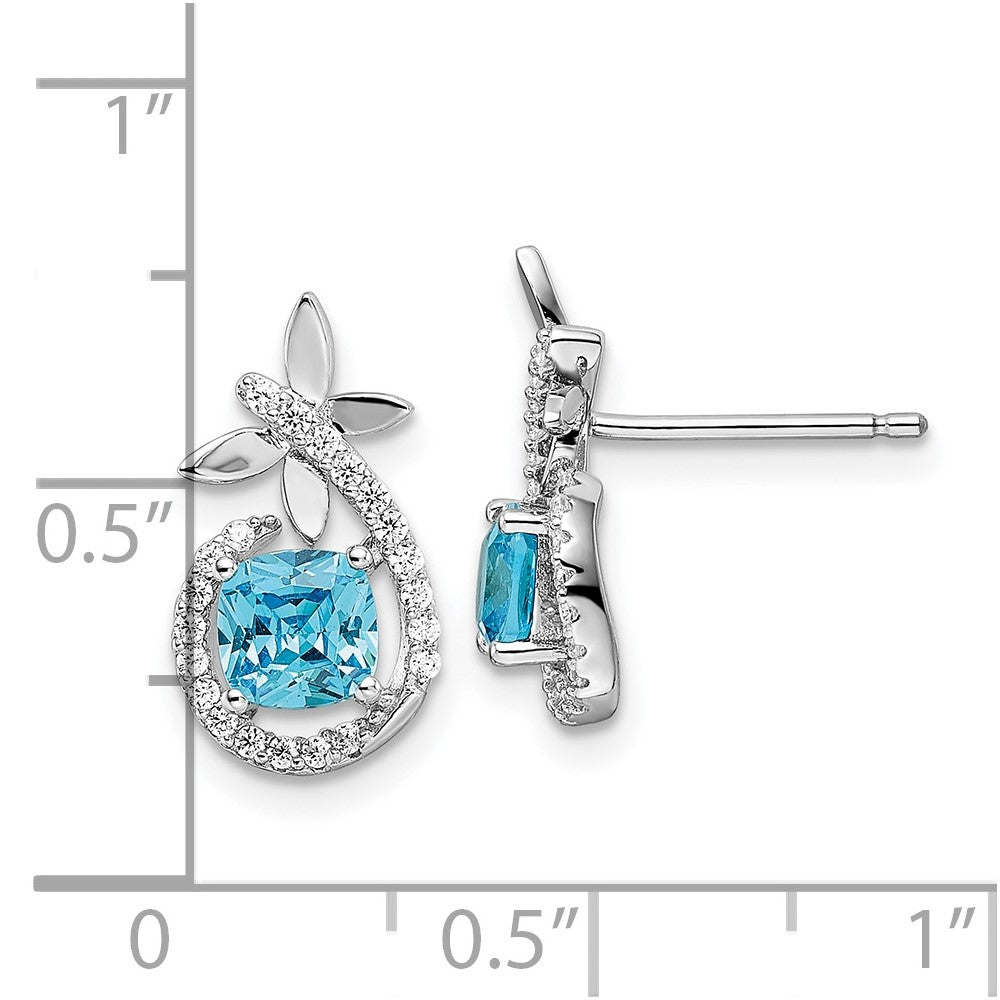 FJC Finejewelers 925 Sterling Silver Dangle Blue and White CZ Butterfly Post Earrings 15 x 8 mm