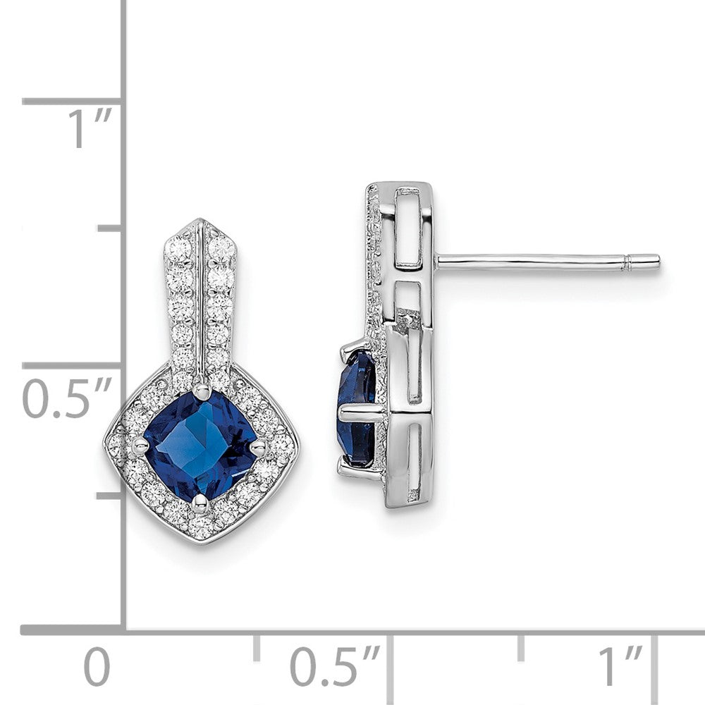 FJC Finejewelers 925 Sterling Silver Dangle CZ and Blue Glass Post Earrings 15 x 9 mm
