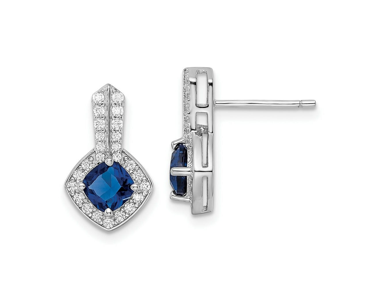 FJC Finejewelers 925 Sterling Silver Dangle CZ and Blue Glass Post Earrings 15 x 9 mm