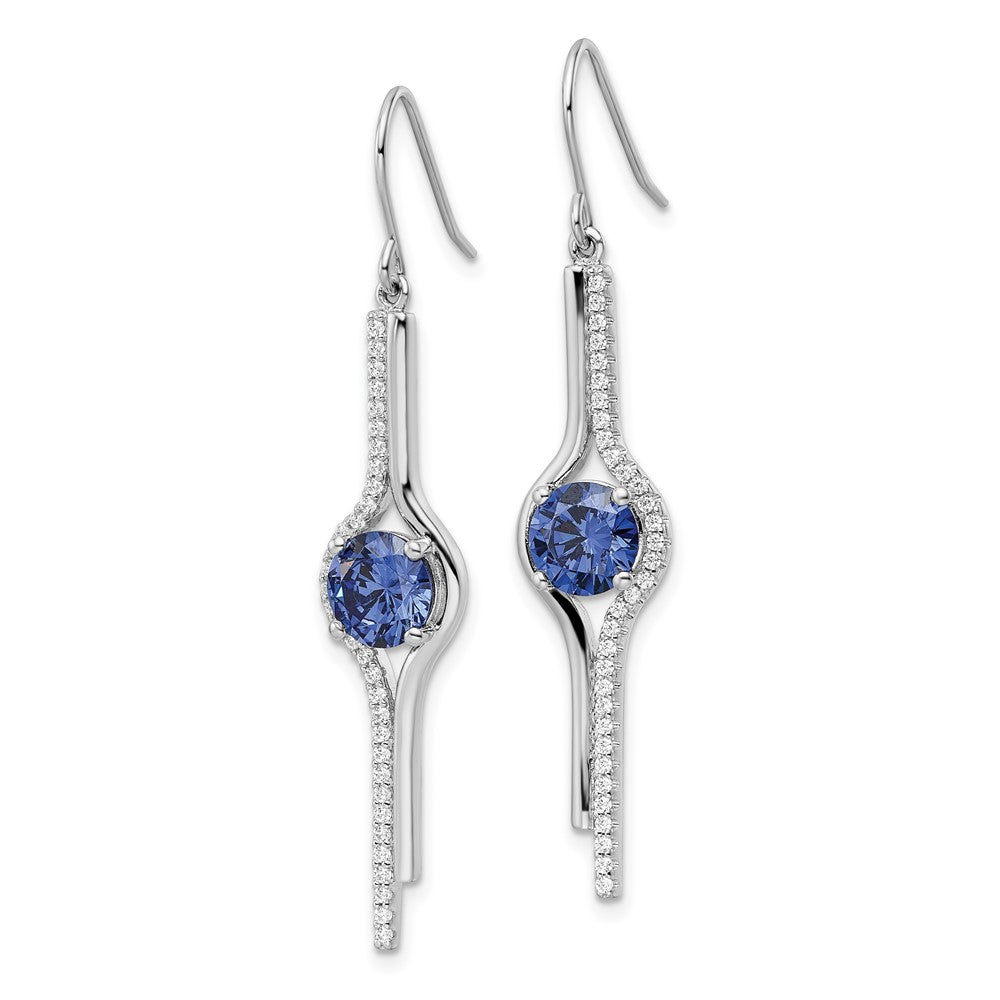 FJC Finejewelers 925 Sterling Silver Rhodium Plated Blue and Clear CZ Dangle Earrings 47 x 9 mm