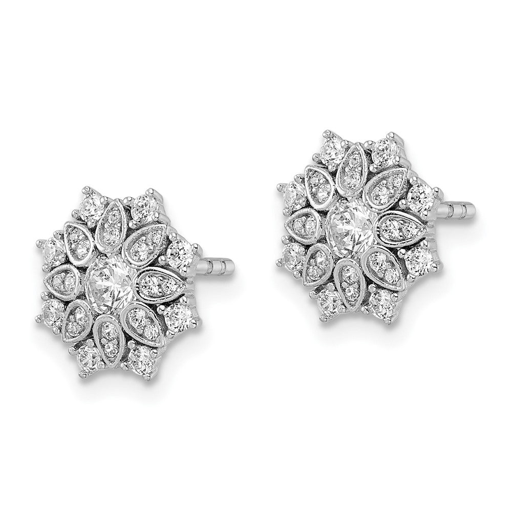 FJC Finejewelers 925 Sterling Silver Button Rhodium Plated CZ Flower Post Earrings 10 x 10 mm