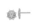 FJC Finejewelers 925 Sterling Silver Button Rhodium Plated CZ Flower Post Earrings 10 x 10 mm