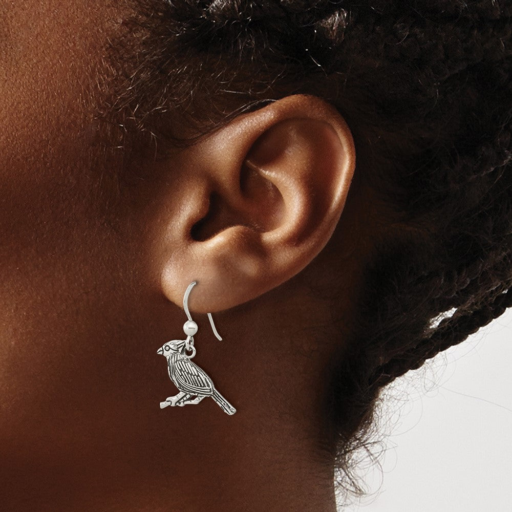 FJC Finejewelers 925 Sterling Silver Antiqued Bird on Branch Dangle Earrings 24 x 15 mm