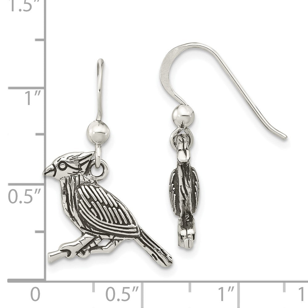 FJC Finejewelers 925 Sterling Silver Antiqued Bird on Branch Dangle Earrings 24 x 15 mm