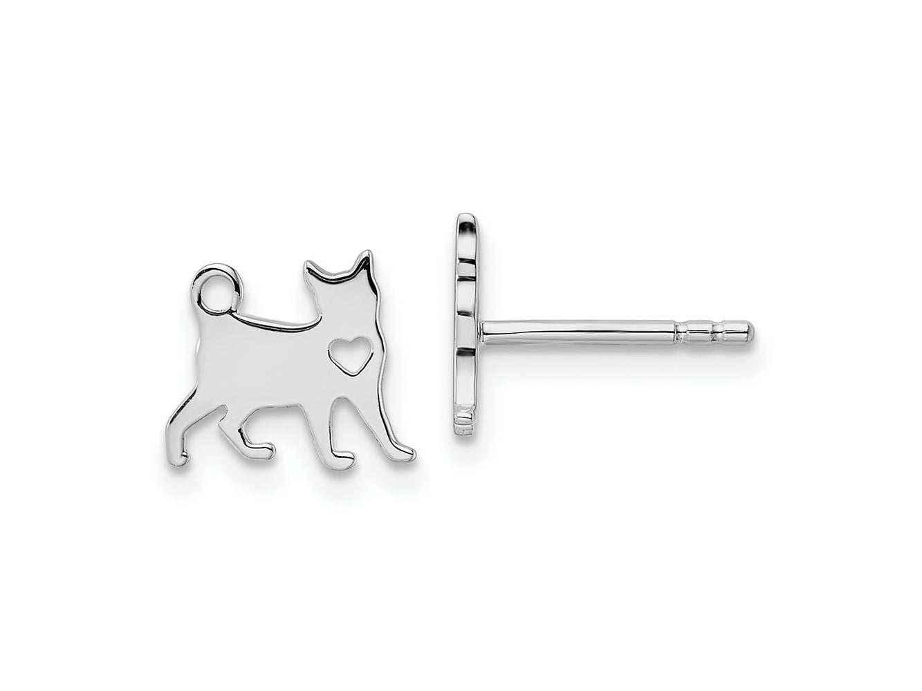 FJC Finejewelers 925 Sterling Silver Button ated Cat with Heart Post Earrings 8 x 10 mm