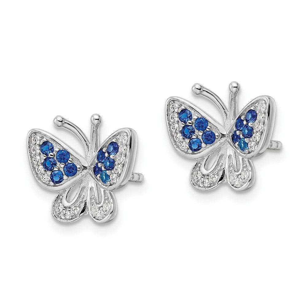 FJC Finejewelers 925 Sterling Silver Rhodium Plated Blue and White CZ Butterfly Post Earrings 11 x 13 mm