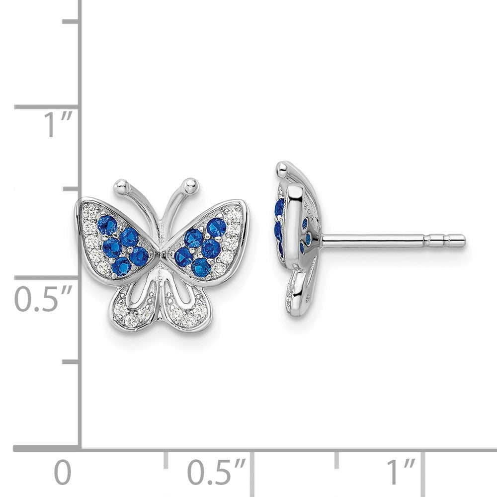 FJC Finejewelers 925 Sterling Silver Rhodium Plated Blue and White CZ Butterfly Post Earrings 11 x 13 mm