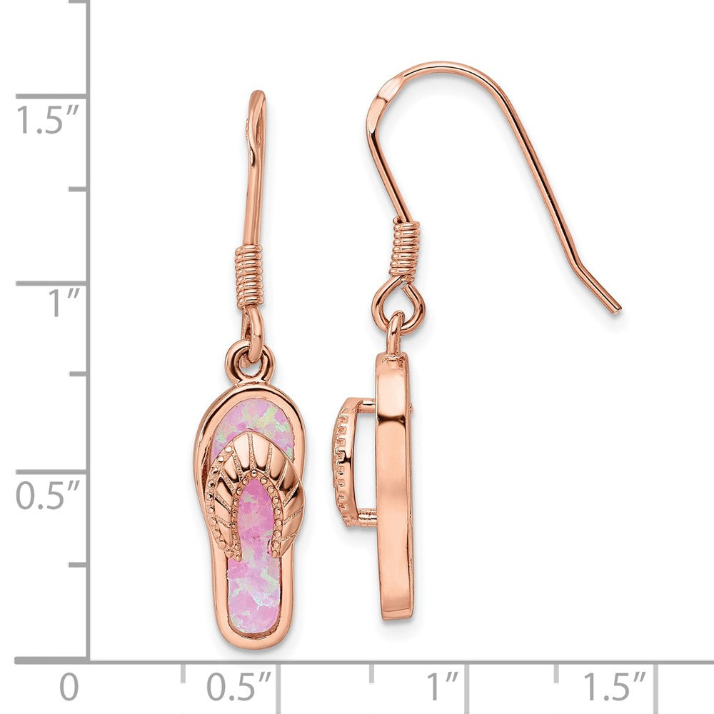 FJC Finejewelers Sterling Silver Rose-tone Pink Created Opal Inlay Flip Flop Dangle Earrings 37 x 7 mm