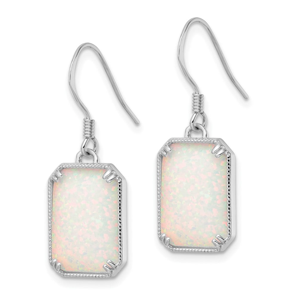 FJC Finejewelers 925 Sterling Silver Dangle White Created Opal Beaded Border Earrings 31 x 11 mm