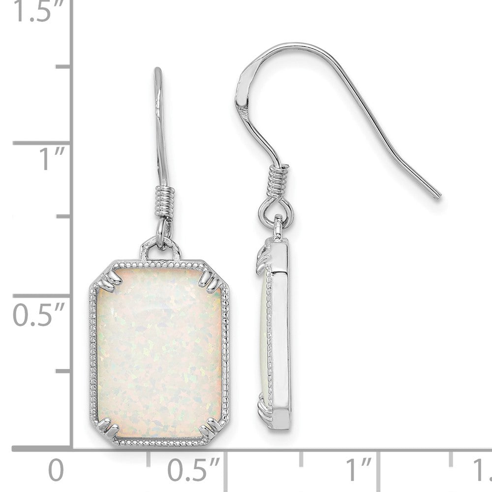 FJC Finejewelers 925 Sterling Silver Dangle White Created Opal Beaded Border Earrings 31 x 11 mm