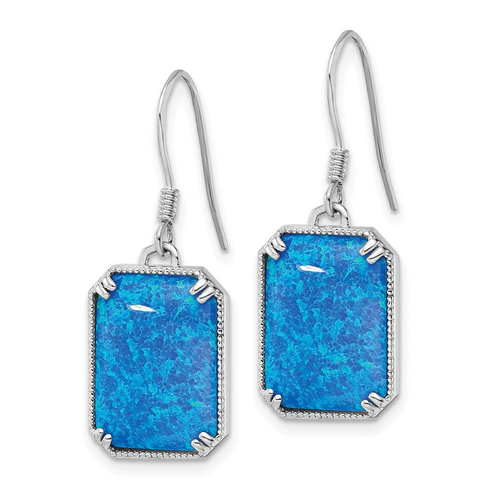 FJC Finejewelers 925 Sterling Silver Dangle Blue Created Opal Beaded Border Earrings 31 x 11 mm