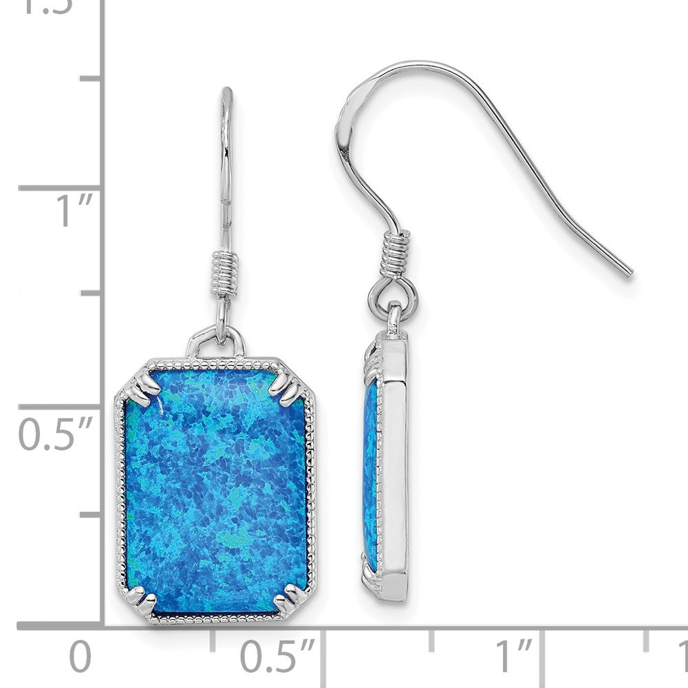 FJC Finejewelers 925 Sterling Silver Dangle Blue Created Opal Beaded Border Earrings 31 x 11 mm