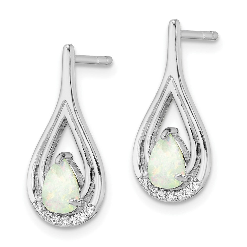 FJC Finejewelers 925 Sterling Silver Dangle Pear Shape White Created Opal CZ Post Earrings 20 x 8 mm