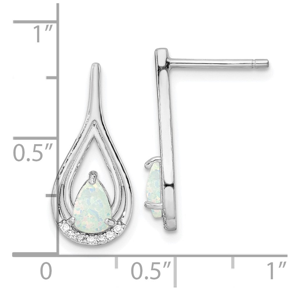 FJC Finejewelers 925 Sterling Silver Dangle Pear Shape White Created Opal CZ Post Earrings 20 x 8 mm