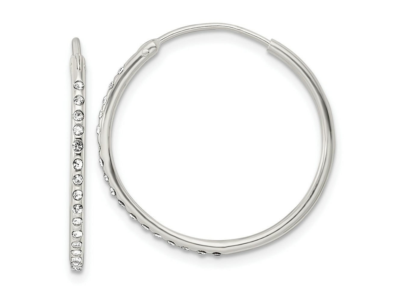 FJC Finejewelers 925 Sterling Silver Crystal Endless Hoop Earrings 25 x 25 mm