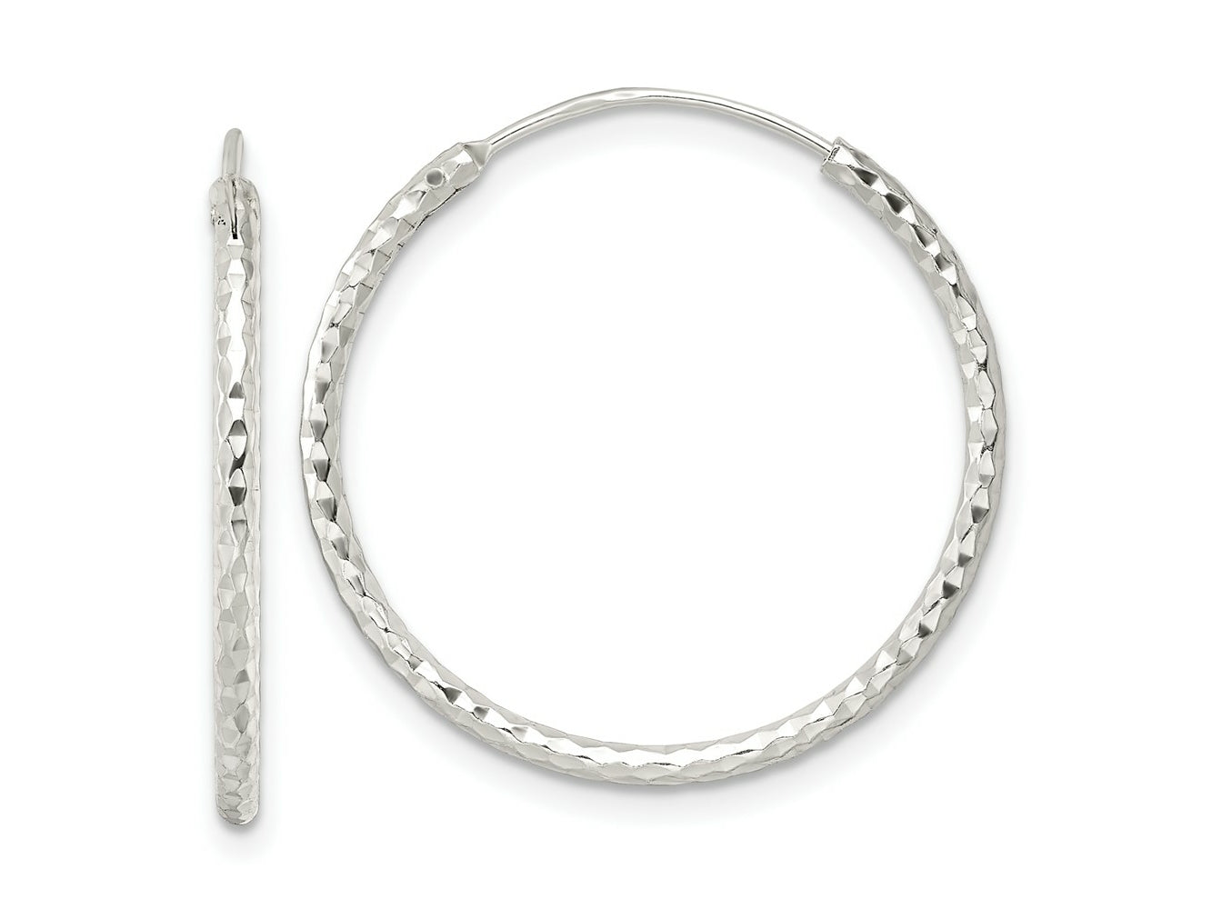 FJC Finejewelers 925 Sterling Silver Polished Bright Cut Endless Hoop Earrings 25 x 26 mm