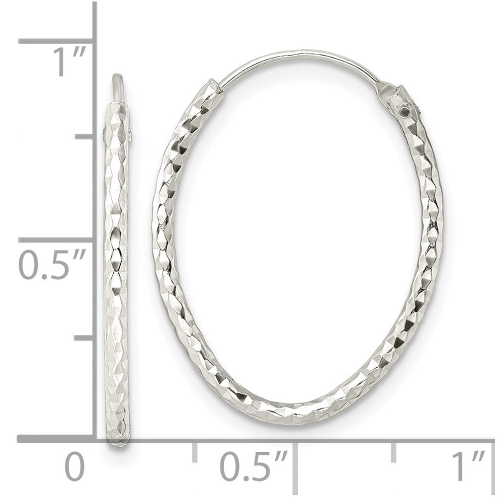 FJC Finejewelers 925 Sterling Silver Polished Bright Cut Oval Endless Hoop Earrings 24 x 19 mm