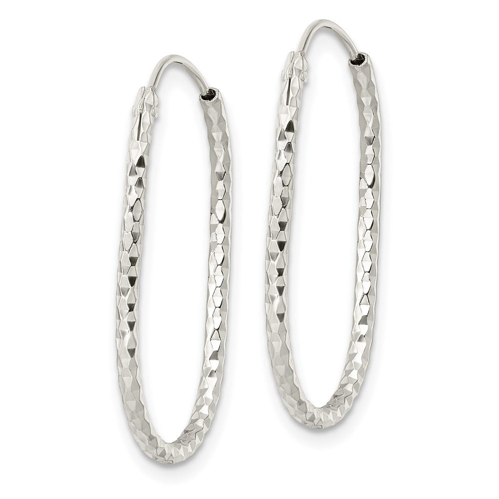 FJC Finejewelers 925 Sterling Silver Polished and Bright Cut Oblong Endless Hoop Earrings 27 x 18 mm