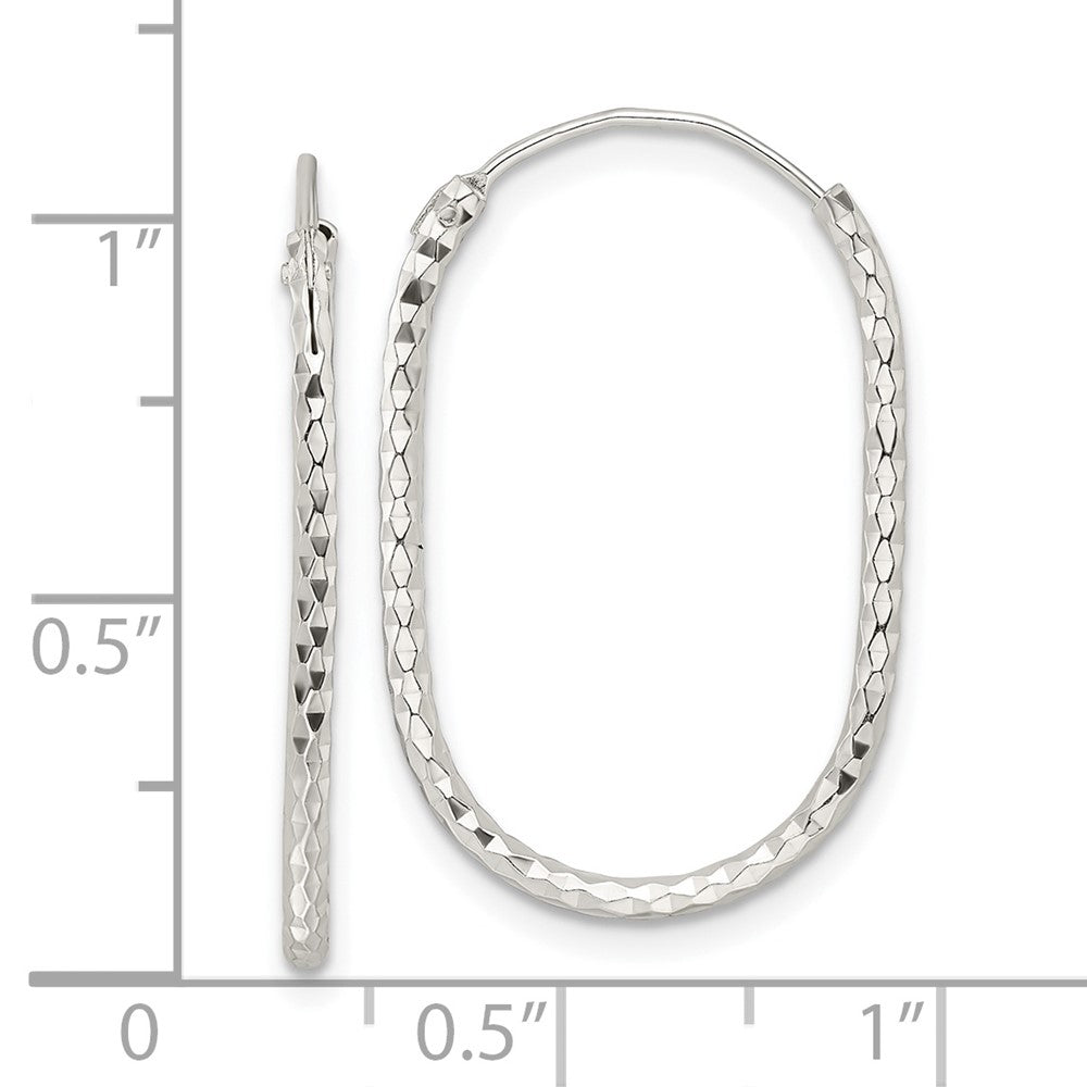 FJC Finejewelers 925 Sterling Silver Polished and Bright Cut Oblong Endless Hoop Earrings 27 x 18 mm