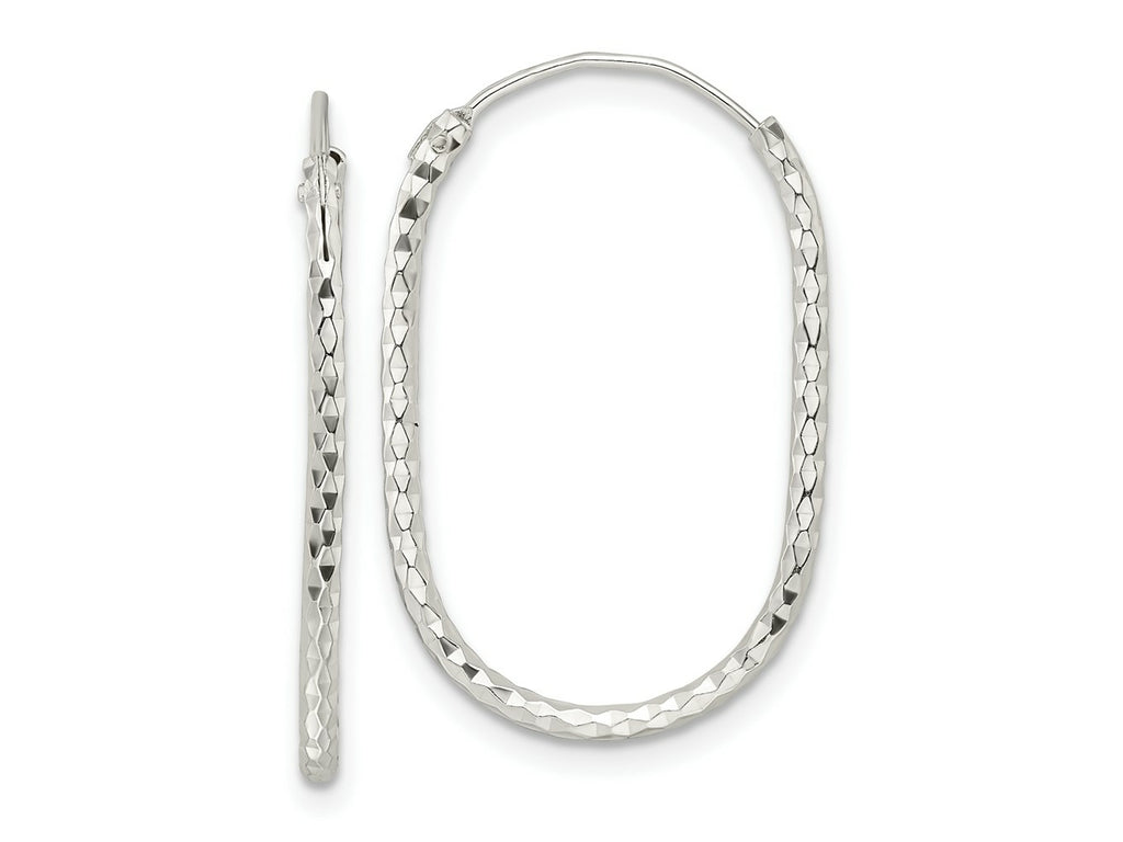 FJC Finejewelers 925 Sterling Silver Polished and Bright Cut Oblong Endless Hoop Earrings 27 x 18 mm