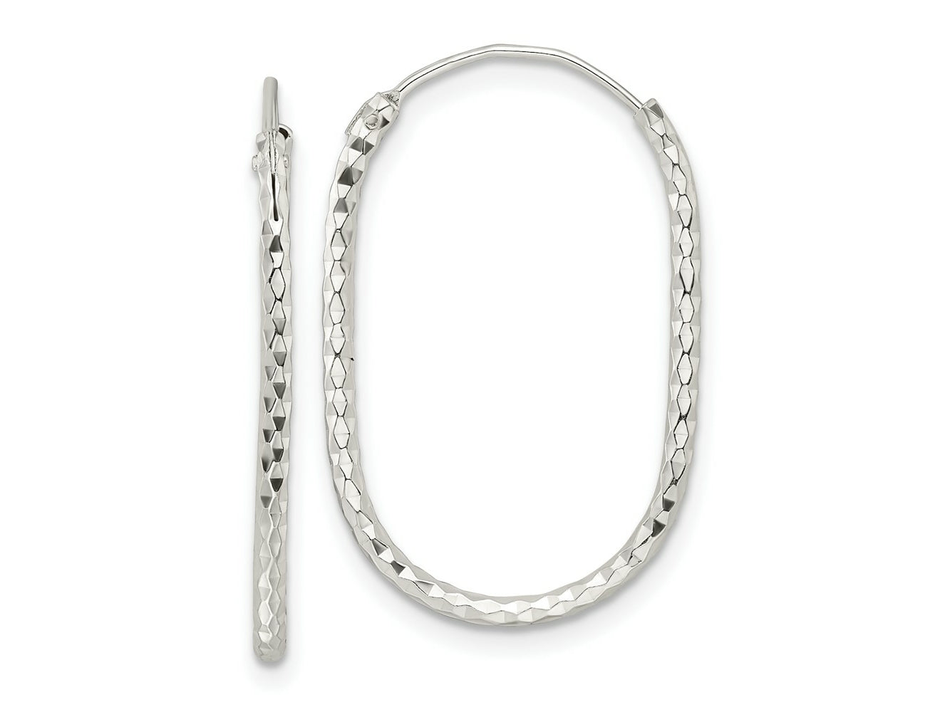 FJC Finejewelers 925 Sterling Silver Polished and Bright Cut Oblong Endless Hoop Earrings 27 x 18 mm
