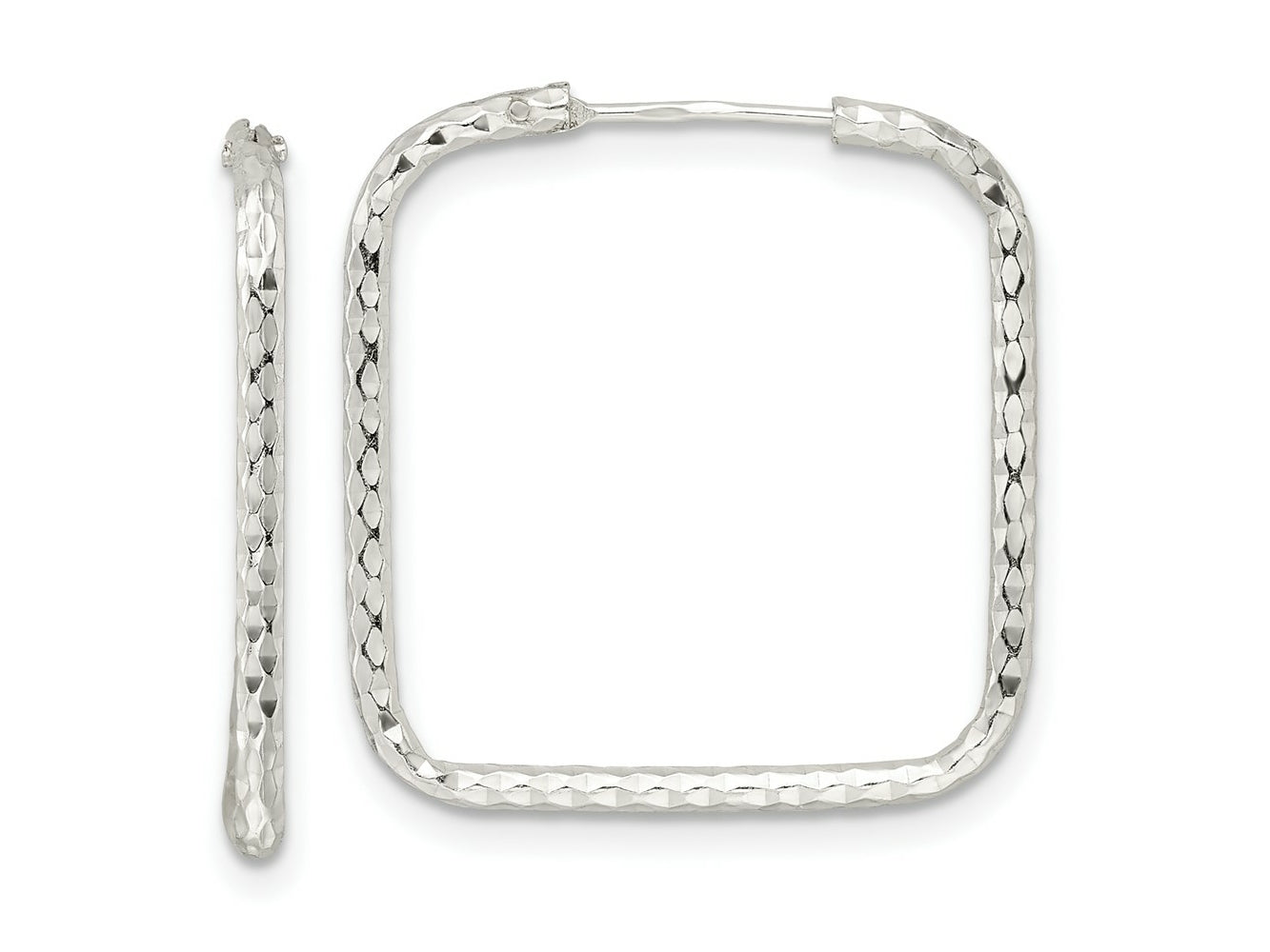 FJC Finejewelers 925 Sterling Silver Polished Bright Cut Square Endless Hoop Earrings 23 x 22 mm
