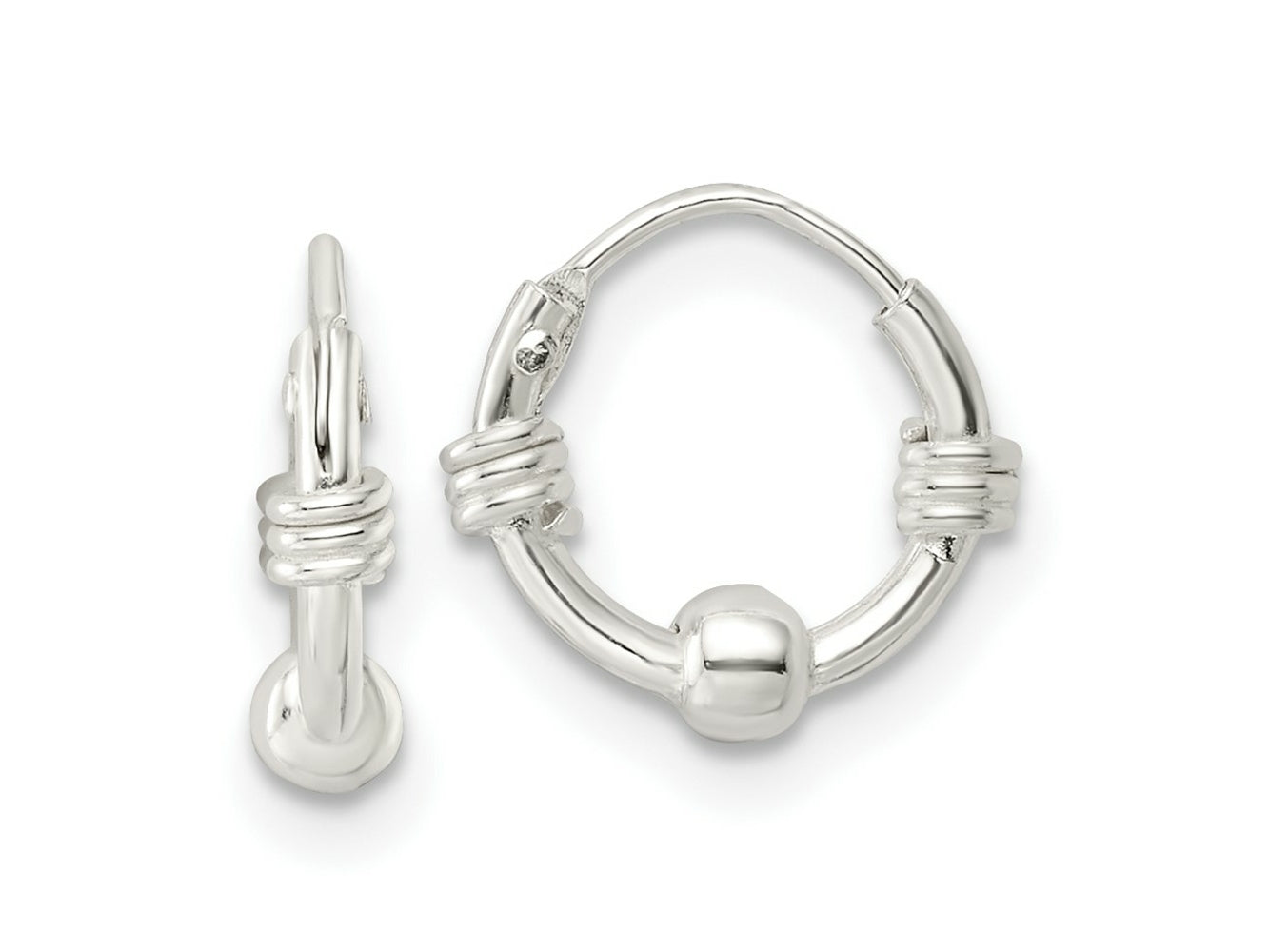 FJC Finejewelers 925 Sterling Silver Polished Beaded Circle Endless Hoop Earrings 11 x 11 mm