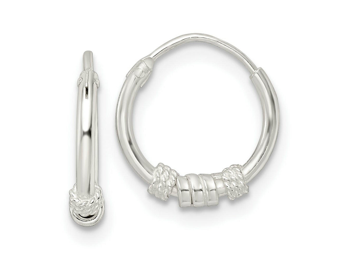 FJC Finejewelers 925 Sterling Silver Polished Beaded Circle Endless Hoop Earrings 12 x 12 mm