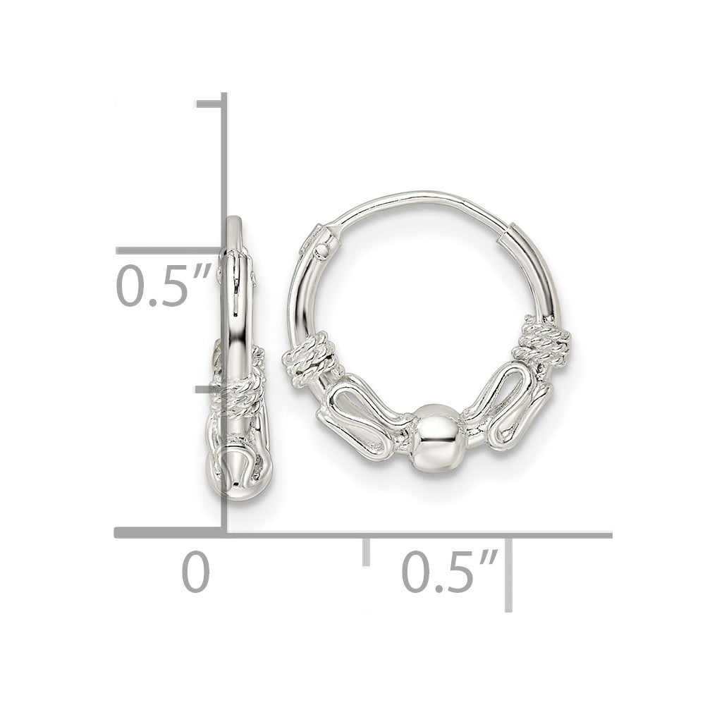FJC Finejewelers 925 Sterling Silver Polished Beaded Circle Endless Hoop Earrings 12 x 13 mm