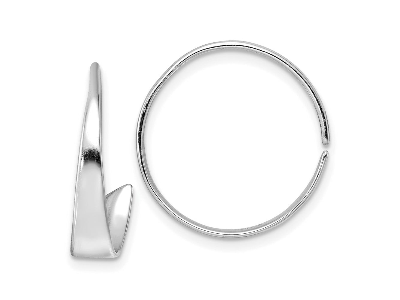 FJC Finejewelers 925 Sterling Silver Rhodium Plated Polished Flat Bar Hoop Threader Earrings 20 x 5 mm