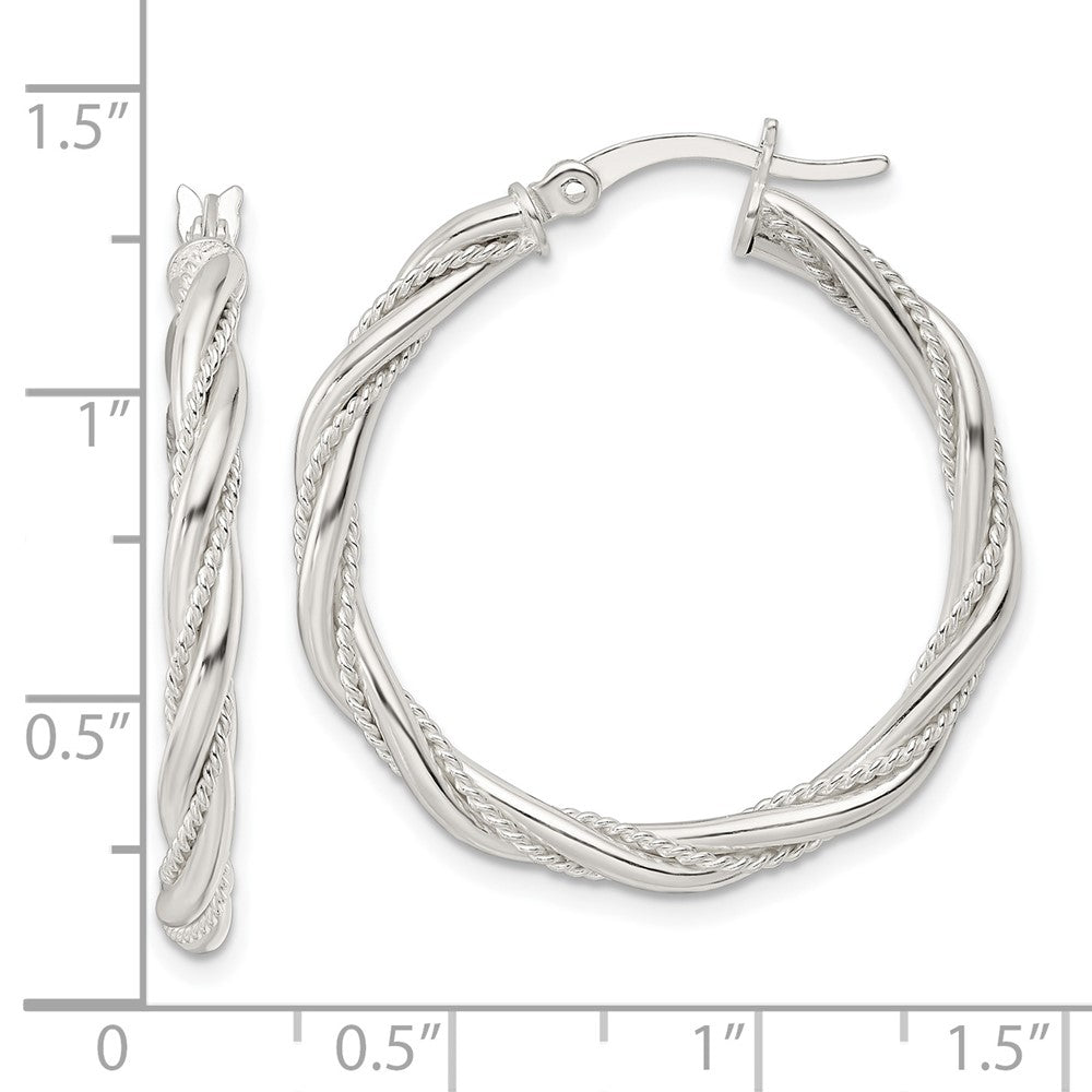 FJC Finejewelers 925 Sterling Silver Polished Twisted Rope Hoop Earrings 31 x 29 mm